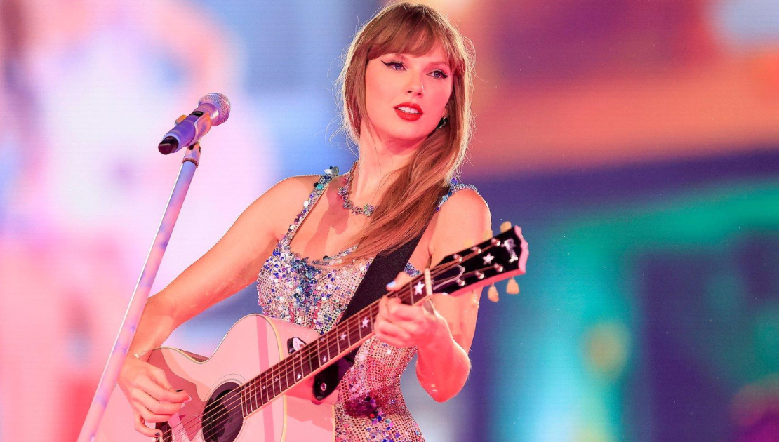 A picture of Taylor Swift preforming on stage as part of the Eras Tour which arrived in Dublin in June 24.