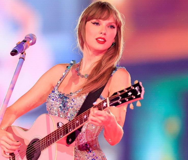 A picture of Taylor Swift preforming on stage as part of the Eras Tour which arrived in Dublin in June 24.